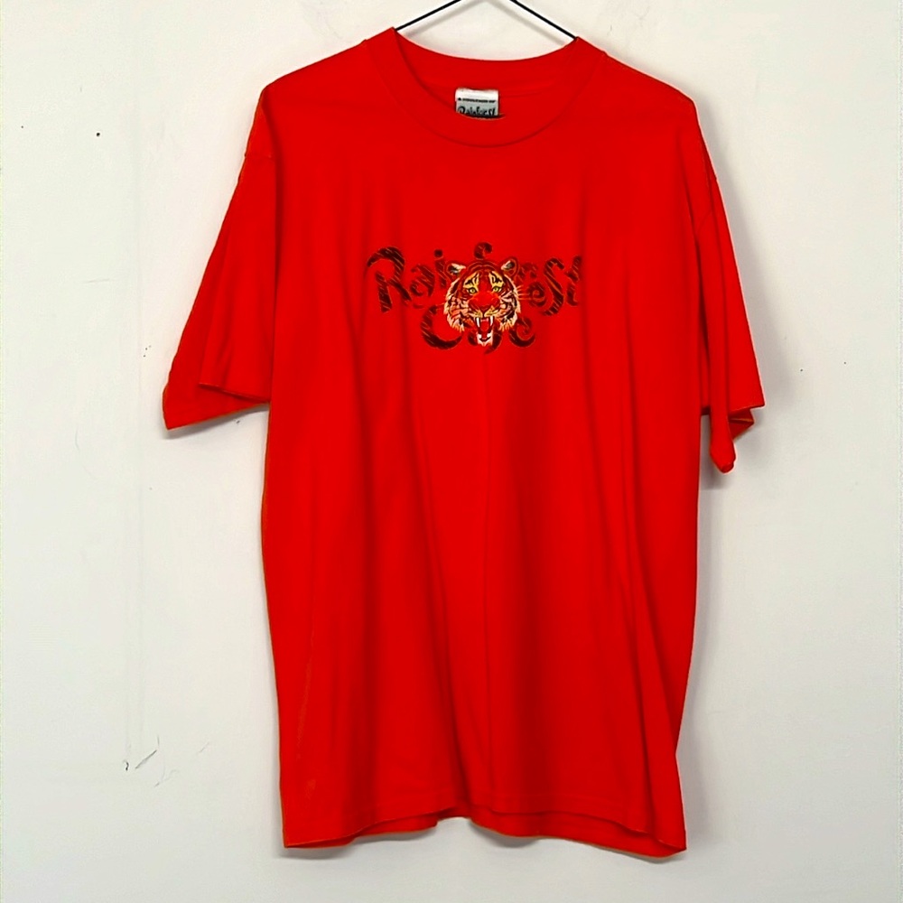 🌞 Rainforest Cafe vintage Cancun souvenir orange tee Tiger unisex size L